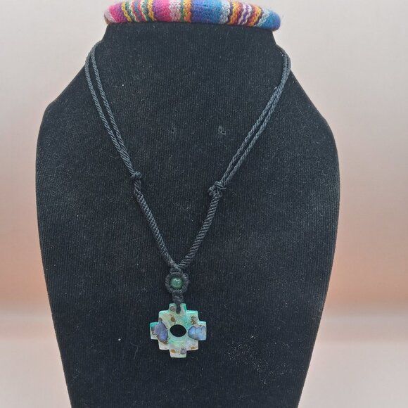 Unisex Inca Chakana Necklace Woven Macramé Thread Spiritual Connection - Picture 3 of 7